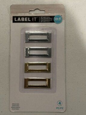 NEW We R Memory Keepers Label It 3/8" Label Holders Silver & Gold-Toned-4 pieces